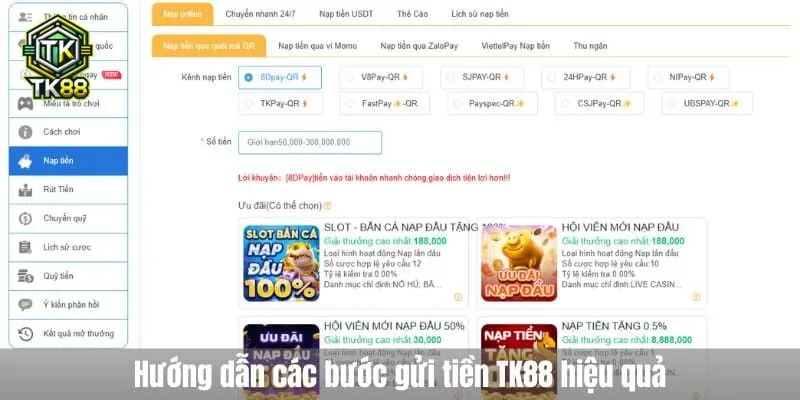 nạp tiền tk88